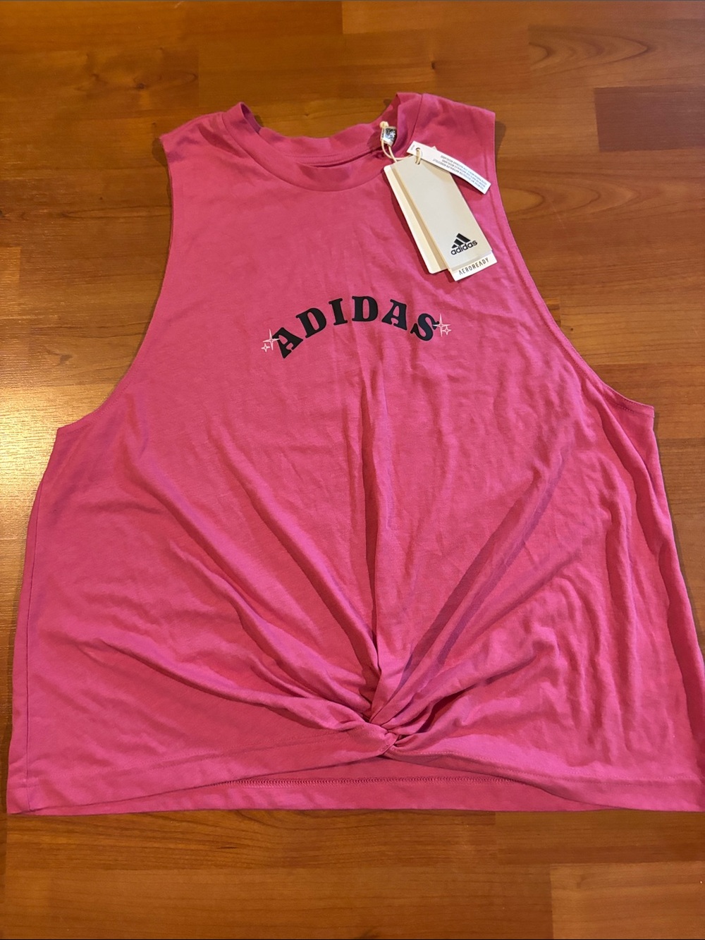adidas Pink Knot-Front Sleeveless Tank